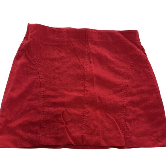 Zara Skirt Womens Small Red Linen Blend High Waist Mini Casual Summer - Picture 1 of 7